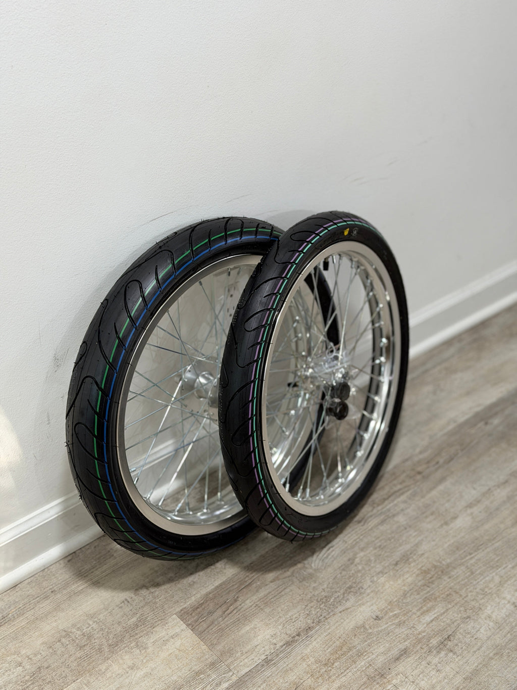 Chrome Light Bee/Eride Supermoto Wheel Set